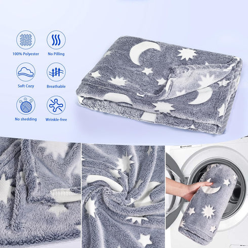 Glow in The Dark Blanket  3 4 5 6 7 8 9 10 11 12 Year Old Gift